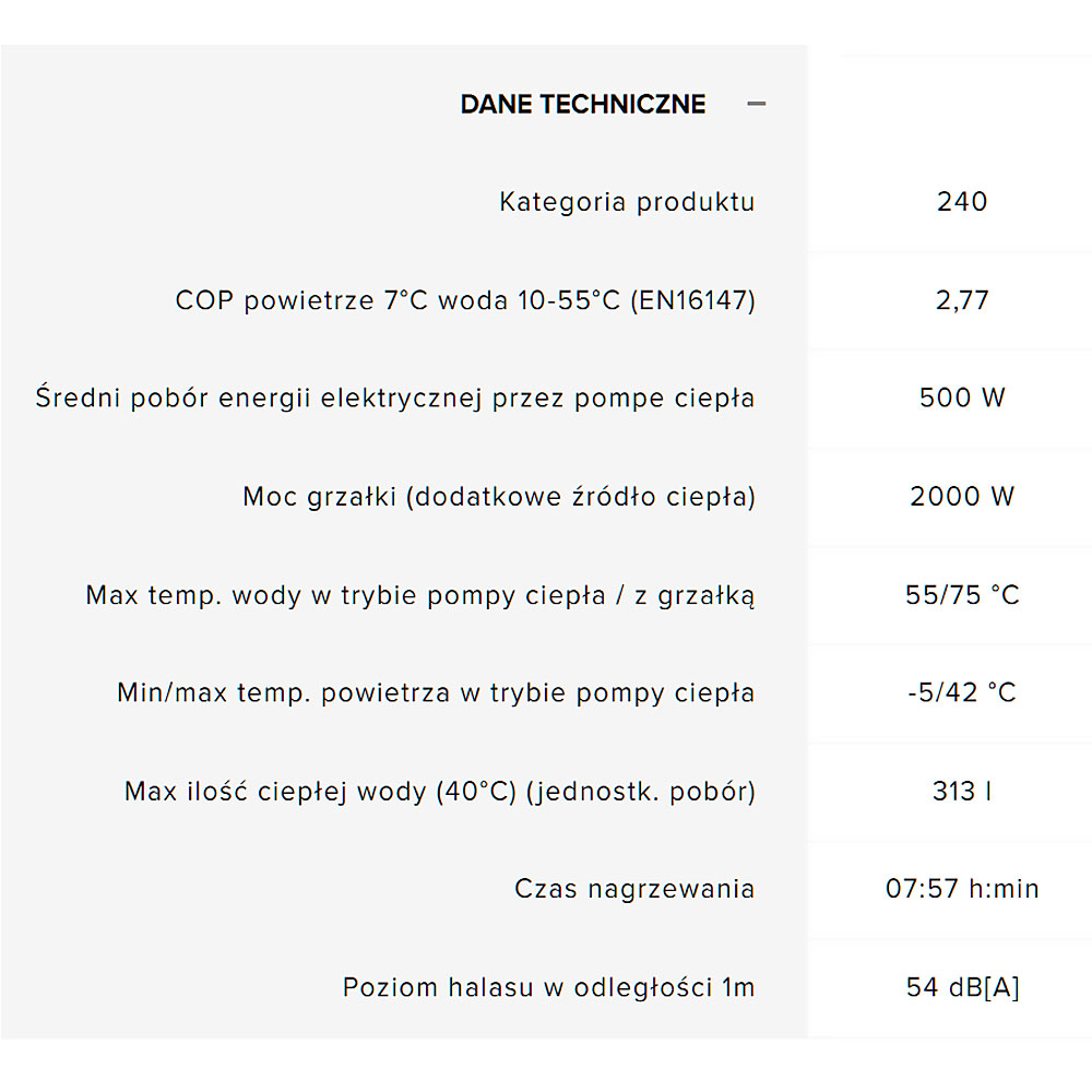 Pompa ciepła CWU NP SYS 240L 2500W wężownica - obrazek 2
