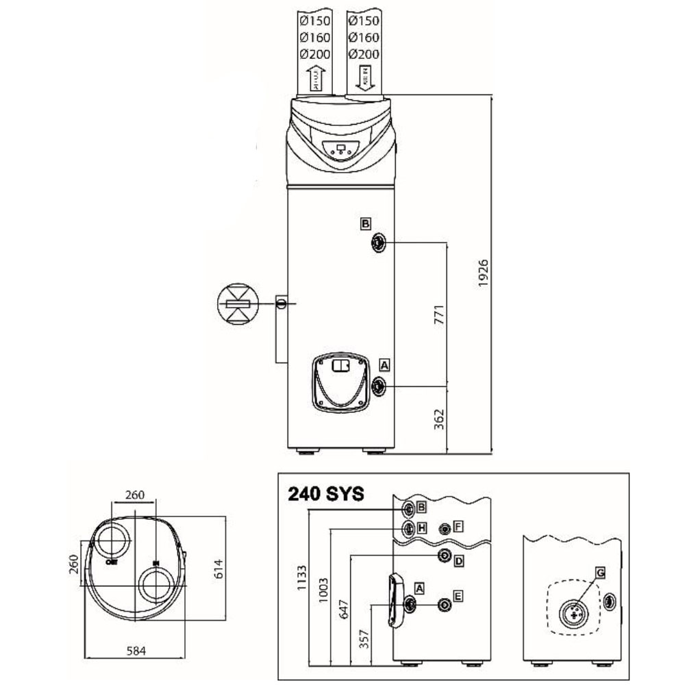 Pompa ciepła CWU NP SYS 240L 2500W wężownica - obrazek 3
