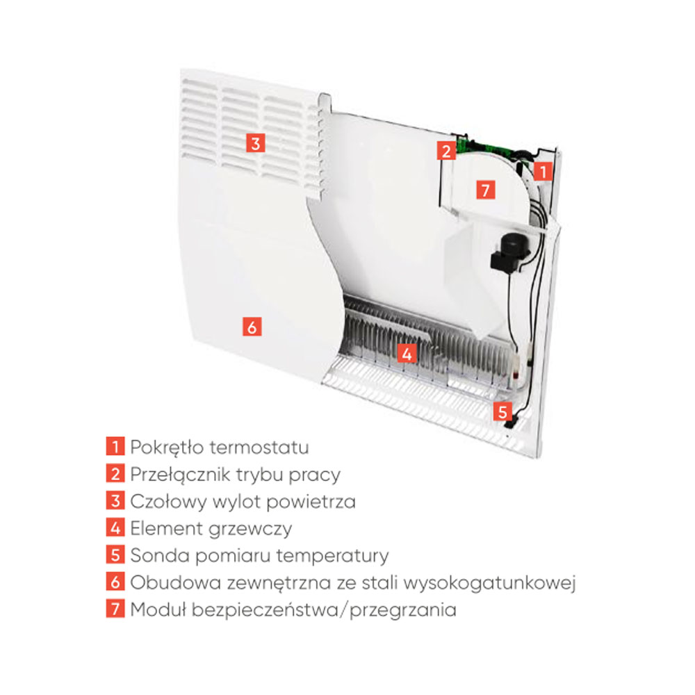 Grzejnik elektryczny 500W F119 UNI 461x391mm - obrazek 2