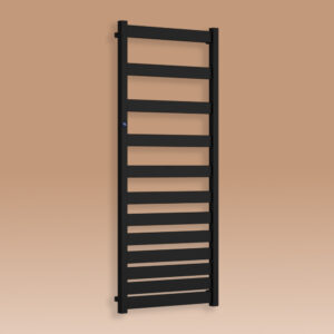 Grzejnik łazienkowy BELTI 896x500mm przyłącze D470mm czarny struktura RAL 9016