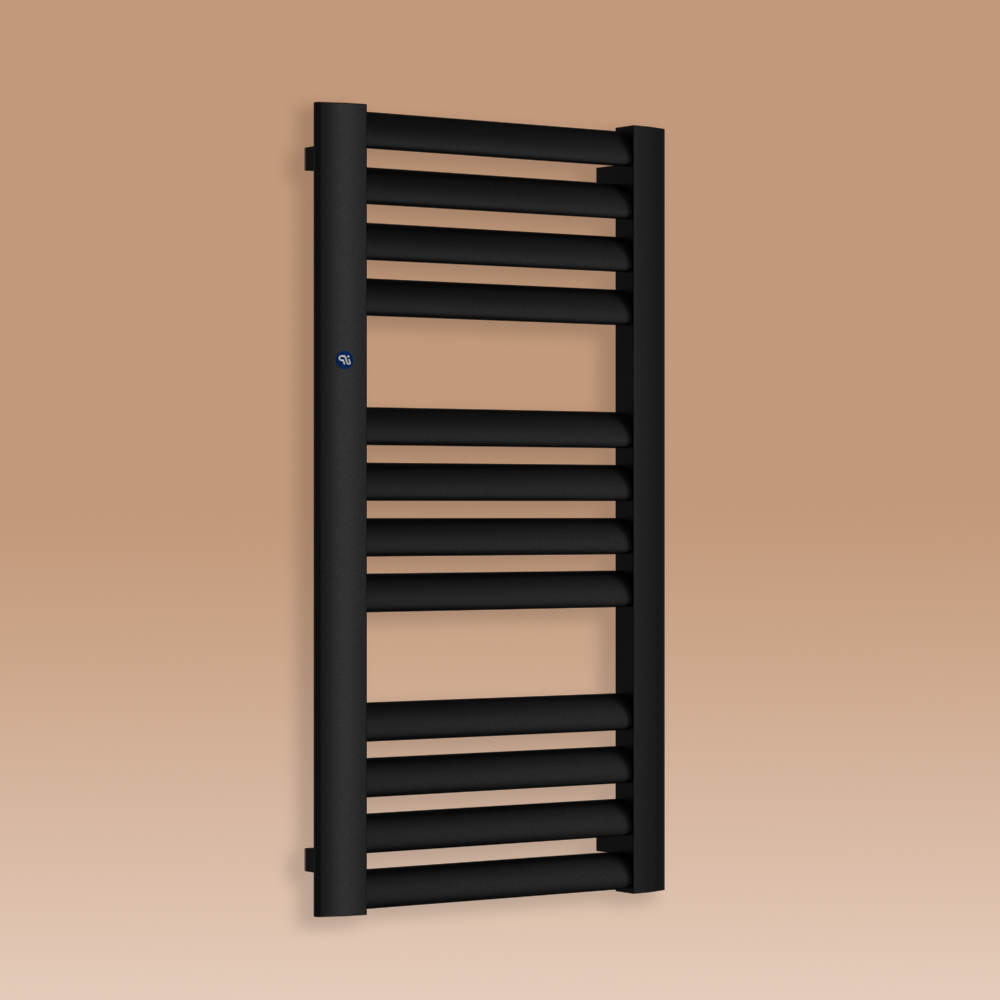 Grzejnik łazienkowy MAKAO 1205x477mm przyłącze D400mm czarny struktura RAL 9016