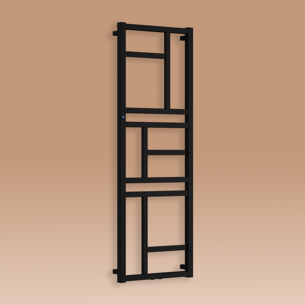 Grzejnik łazienkowy MONDRIAN 1140x400mm przyłącze D50mm czarny mat RAL 9016