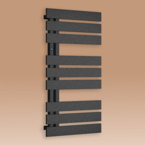 Grzejnik łazienkowy Nameless 930x500mm  przyłącze D50mm czarny struktura C33 RAL 9016