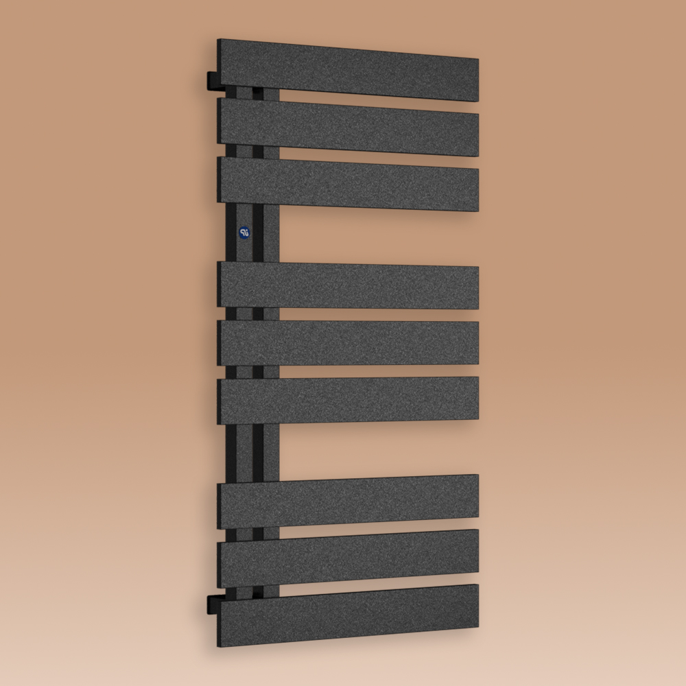 Grzejnik łazienkowy Nameless 1186x500mm przyłacze D50mm czarny struktra C33 RAL 9016