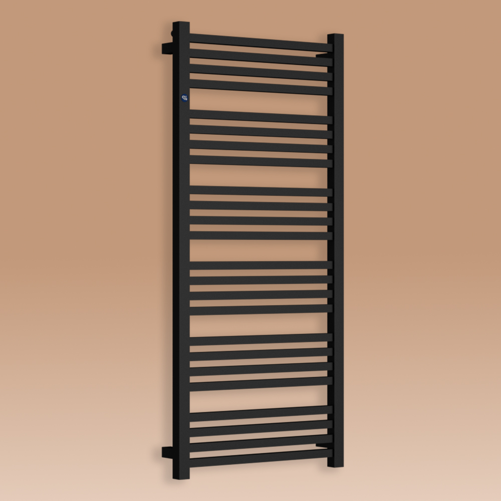 Grzejnik łazienkowy STICK 1110x500mm przyłącze D470mm czarny struktura RAL 9016